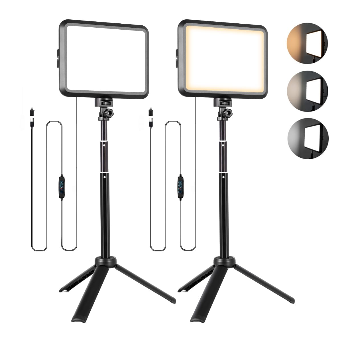 2pcs Luz LED Regulables para Video, Kit Led de Escritorio 2800 K - 6500 K para Fotografía de Mesa y Videoconferencias, L