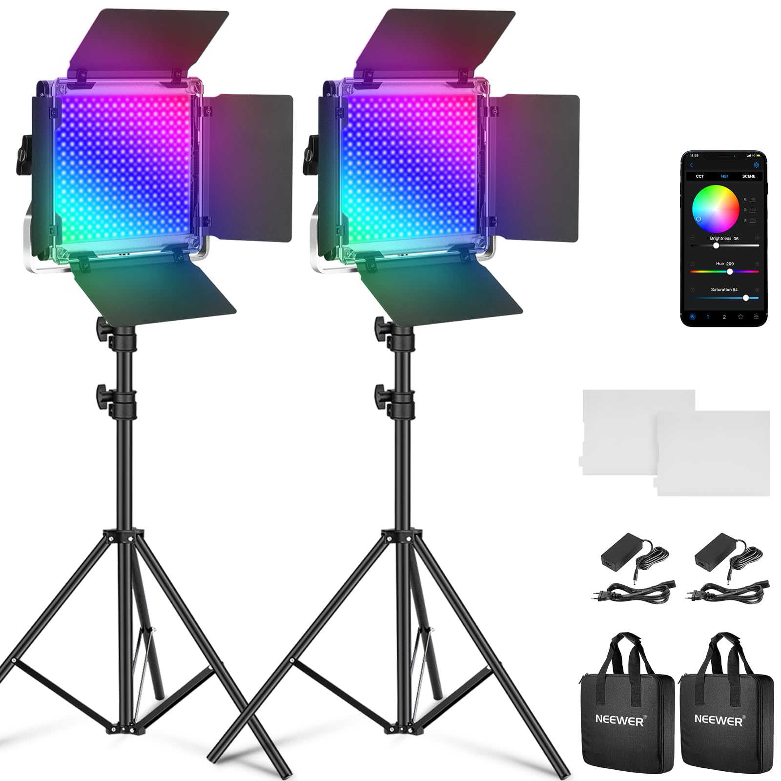 NEEWER | Video Iluminación RGB 50W para Streaming y Fotografía CRI 97+