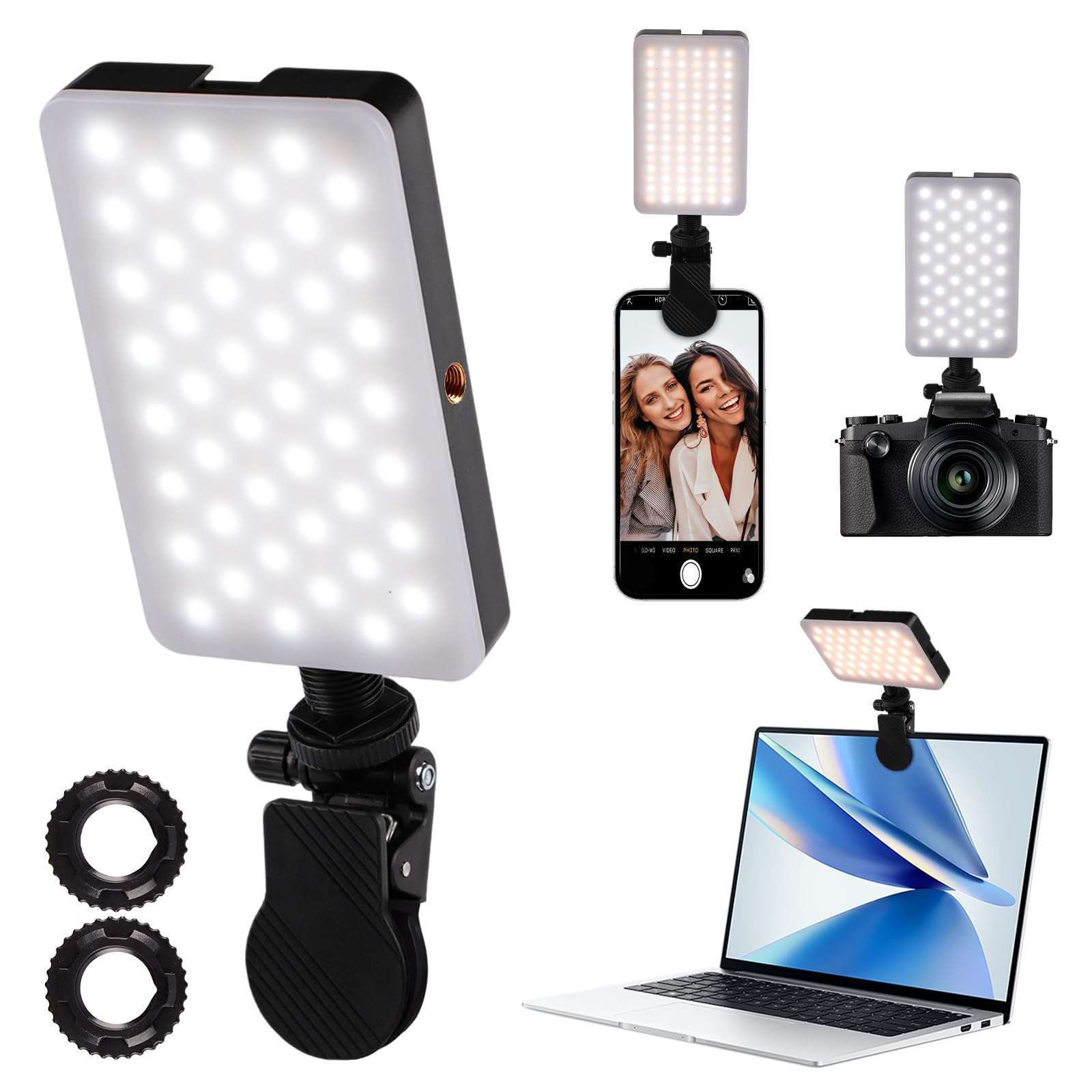 LED Luz Selfie para Cámara de iPhone con Batería de 2000 mAh y 3 Modos de Iluminación