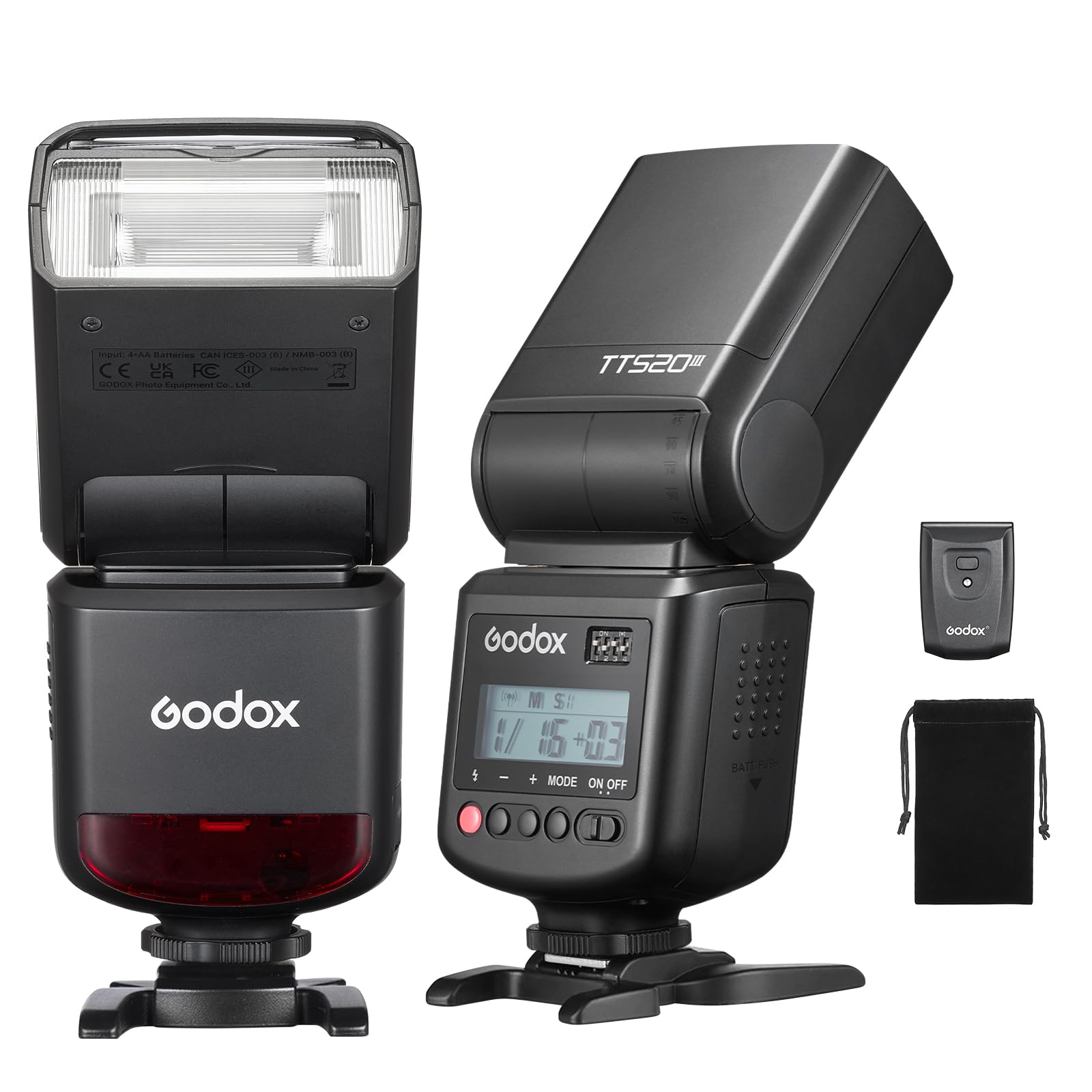  Godox TT520III Flash para Cámara GN 33, compatible con Canon/Sony/Fujifilm/Nikon/Panasonic/Olympus
| Godox TT520III Fla